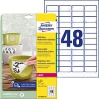 AVERY Zweckform L4778REV-20 Wetterfeste Etiketten A4 Weiss 45,7 x 21,2 mm 20 Blatt à 48 Etiketten