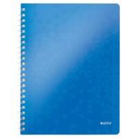 Leitz WOW Notebook A4 quadrillé, relié par fil avec couverture en PP 46380036 160 pages 80 feuilles Bleu
