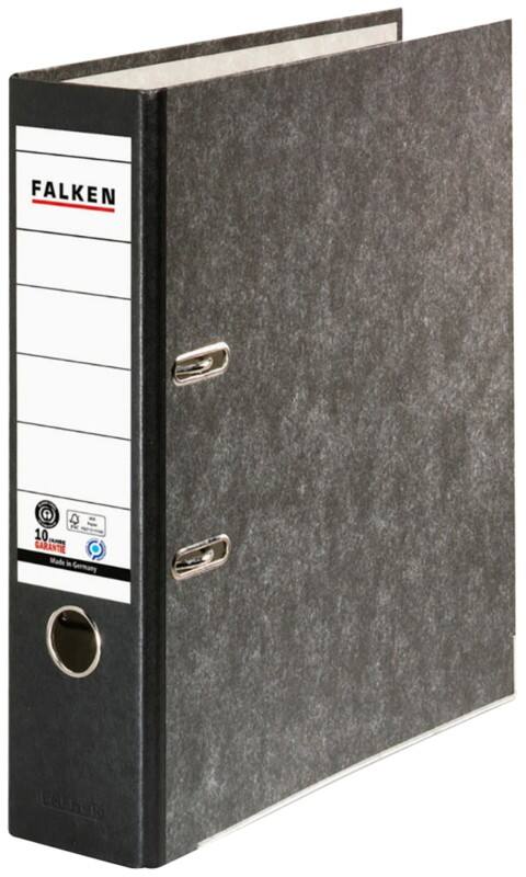 Falken Breit Ordner A4 80 mm Schwarz 2 Ringe 80024136 Pappkarton Wolkenmarmor