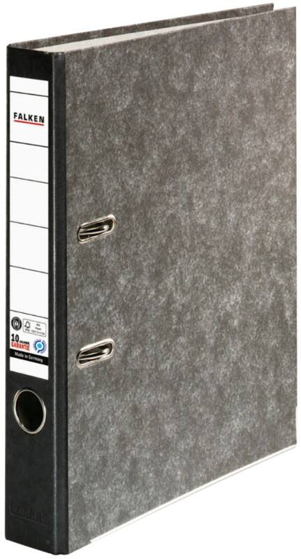 Falken Ordner Schmal A4 50 mm Schwarz 2 Ringe S50 Pappkarton Wolkenmarmor