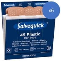 Pansement Salvequick Plastique 1,9 x 7,2 cm 6036 6 Paquets de 45 Bandes