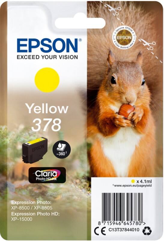 Cartouche jet d’encre Epson 378 D’origine C13T37844010 Jaune
