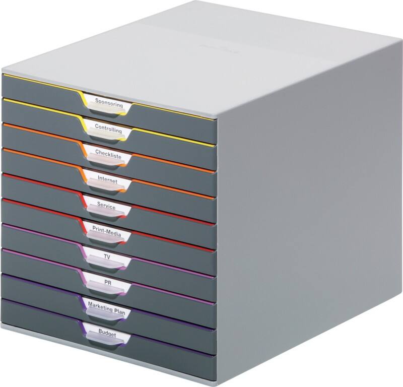DURABLE VARICOLOR Schubladenbox Kunststoff Mehrfarbig 10 Schübe 28 x 35,6 x 29,2 cm A4