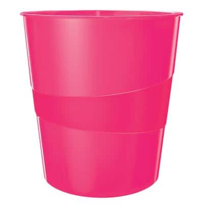 Leitz WOW Papierkorb 15 Liter Pink 29 x 29 x 32,4 cm