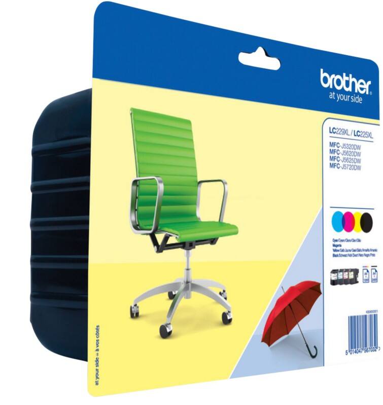 Brother LC-229XL Original Tintenpatrone LC229XLVALBP Schwarz, cyan, magenta, gelb 4 Stück Multipack