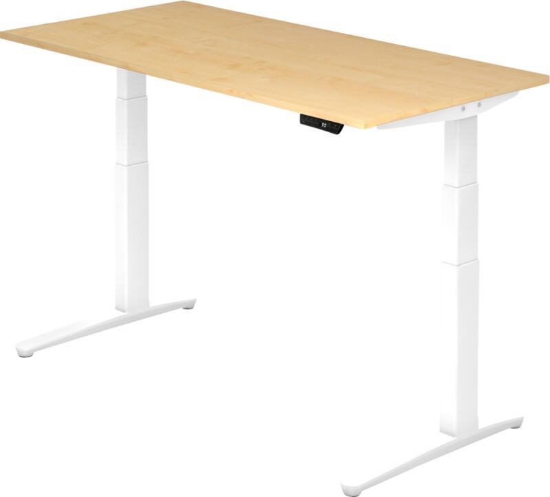Bureau assis-debout Hammerbacher VXBHM Hauteur ajustable électriquement Rectangulaire Érable C-Pied 1600 (L) x 800 (P) x 1290 (H) mm Acier, Aggloméré, Aluminium