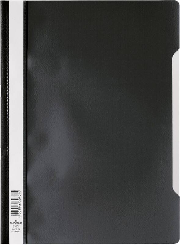 DURABLE Schnellhefter 257301 A4 Schwarz PP Mit ganzseitigem Beschriftungsstreifen. 22,5 x 30,9 cm