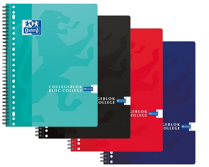Oxford Collegeblock 813009 Farbig assortiert Liniert 23 Löcher A4 160 Blatt