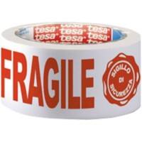 tesa Verpackungsklebeband FRAGILE Rot, Weiss 50 mm (B) x 66 m (L)