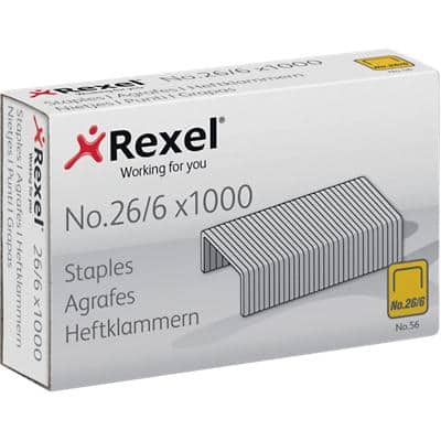Rexel No.56 26/6 Heftklammern R06131 Verzinkter Stahl Silber 1000 Stück