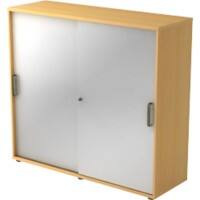 Hammerbacher Schiebetürenschrank Spanplatte 2 Fachböden abschließbar 1.200 x 400 x 1.100 mm Buche Braun, Silber