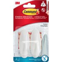 Crochets adhésifs Command™ Blanc Oval Taille Moyenne Résistant à l'eau 2 crochets + 4 languettes de fixation