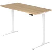 Hammerbacher VXBHM Elektrisch Höhenverstellbar Sitz-Stehschreibtisch Rechteckig Eiche C-Fuß 1.600 (B) x 800 (T) x 1.290 (H) mm Spanplatte, Stahl, Aluminium
