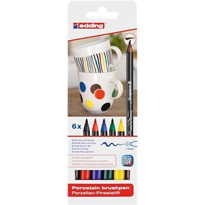 edding 4200 Porzellan-Pinselstift 1-4 mm Farbig sortiert 6 Stück