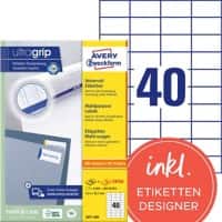 AVERY Zweckform Universaletiketten 3651-200 Ultragrip Weiss DIN A4 52,5 x 29,7 mm 220 Blatt à 40 Etiketten