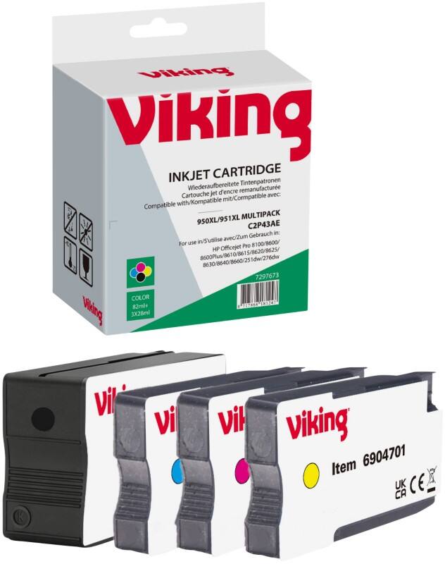 Cartouche jet d'encre Viking 950XL / 951XL Compatible HP 950XL, 951XL Noir, cyan, magenta, jaune C2P43AE 4 Unités