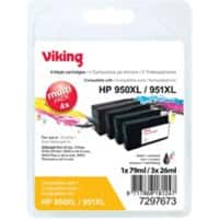 Viking 950XL / 951XL Kompatibel HP Tintenpatrone C2P43AE Schwarz, Cyan, Magenta, Gelb Multipack 4 Stück