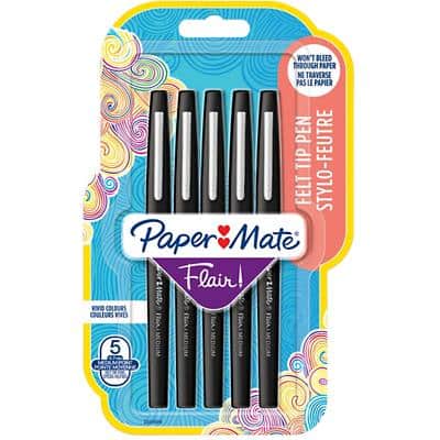 Papermate Fineliner Pen Flair 0,7 mm Schwarz 5 Stück