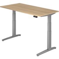 Bureau assis-debout Hammerbacher XBHM Imitation chêne/Aluminium 1 600 x 800 x 720 mm