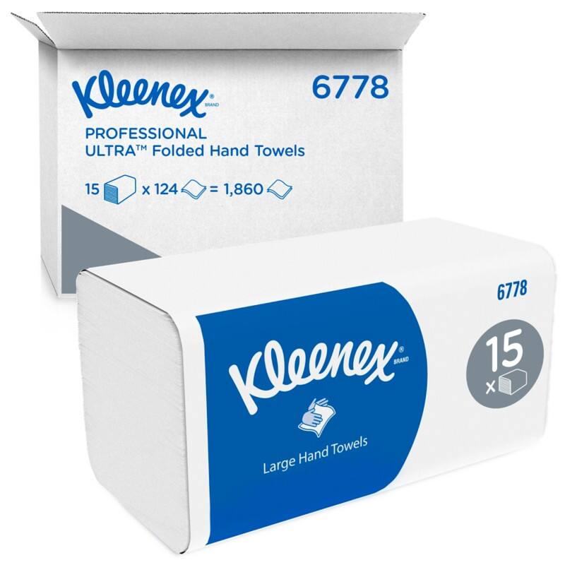 Kleenex Large Papierhandtücher V-falz (zick-zack) Weiss 2-lagig 6778 15 Pack à 124 Blatt