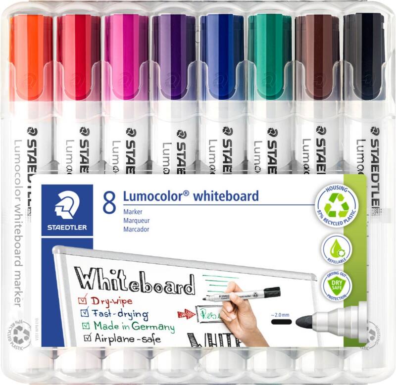 STAEDTLER Whiteboard Marker Lumocolor Sortierte Farben Packung mit 8 Stück