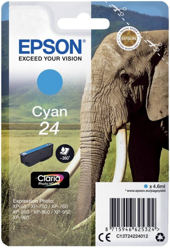 Epson 24 Original Tintenpatrone C13T24224012 Cyan