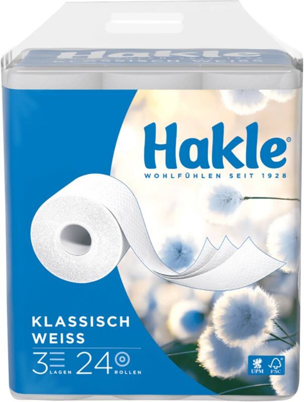 Papier toilette Hakle Classic 3 épaisseurs 10117 24 Rouleaux de 150 Feuilles
