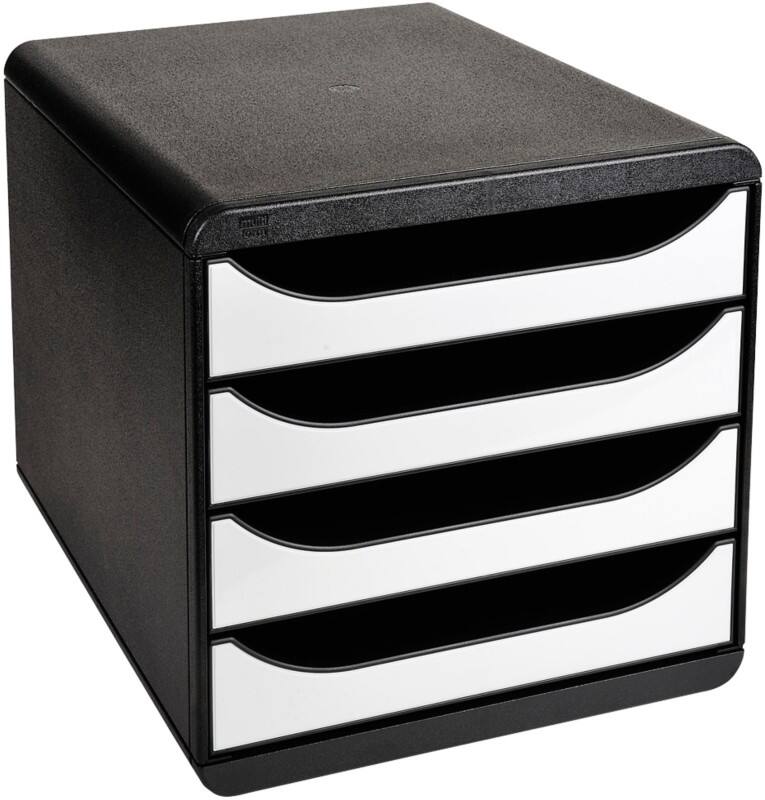 Module à tiroirs Exacompta PS (Polystyrène) Blanc, noir 4 Tiroirs 26,7 x 34,7 x 27,8 cm A4