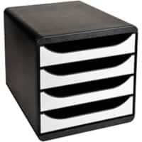 Exacompta Schubladenbox 4 Big-Box Classic DIN A4 Polystyrol Schwarz, Weiß 26,7 x 34,7 x 27,8 cm