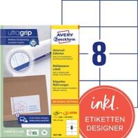 AVERY Zweckform Adressetiketten 3427-200 Ultragrip Weiss DIN A4 105 x 74 mm 220 Blatt à 8 Etiketten