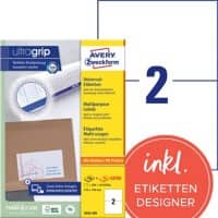 AVERY Zweckform Universaletiketten 3655-200 Ultragrip Weiss 210 x 148 mm 220 Blatt à 2 Etiketten
