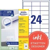 AVERY Zweckform Abziehhilfe QuickPEEL,ultragrip Mehrzwecketiketten 3658-200 Selbsthaftend A4 Weiss 64,6 x 33,8 mm 220 Blatt à 24 Etiketten