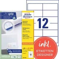 AVERY Zweckform Abziehhilfe QuickPEEL,ultragrip Mehrzwecketiketten 3659-200 Selbsthaftend A4 Weiss 97 x 42,3 mm 220 Blatt à 12 Etiketten