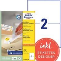 AVERY Zweckform L4734REV-100 Etiketten DIN A4 Weiß 199,6 x 143,5 mm 100 Blatt à 2 Etiketten