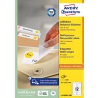 AVERY Zweckform Wiederablösbare Etiketten L4743REV-100 Weiss A4 99,1 x 42,3 mm 100 Blatt à 12 Etiketten