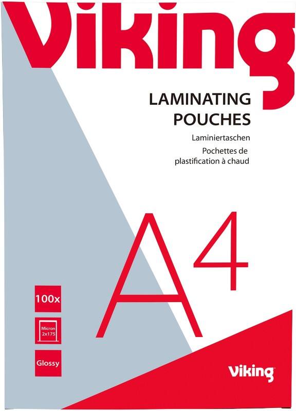 Viking Laminierfolien A4 Glänzend 175 (2 x 175 Mikron) Transparent 100 Stück