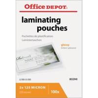 Pochette de plastification Office Depot Carte de visite & Carte de crédit Brillant 125 microns (2 x 125) Transparent 100 Unités