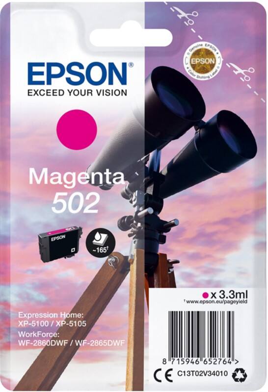 Epson 502 Original Tintenpatrone C13T02V34010 Magenta