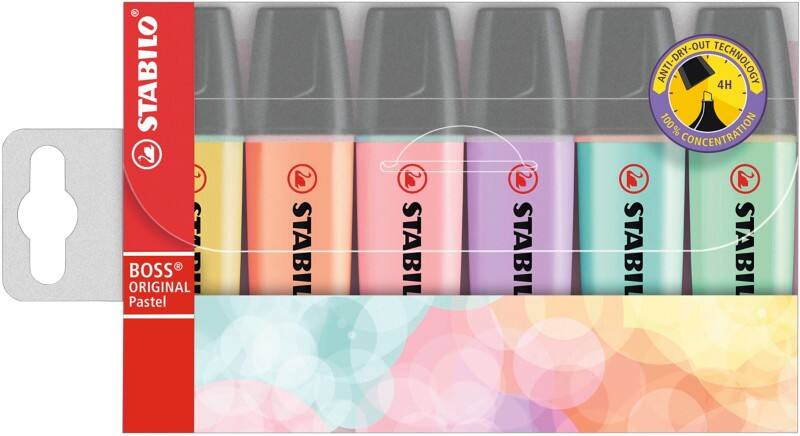 STABILO BOSS ORIGINAL Textmarker Farbig assortiert Mittel Keilspitze 2 - 5 mm 6 Stück