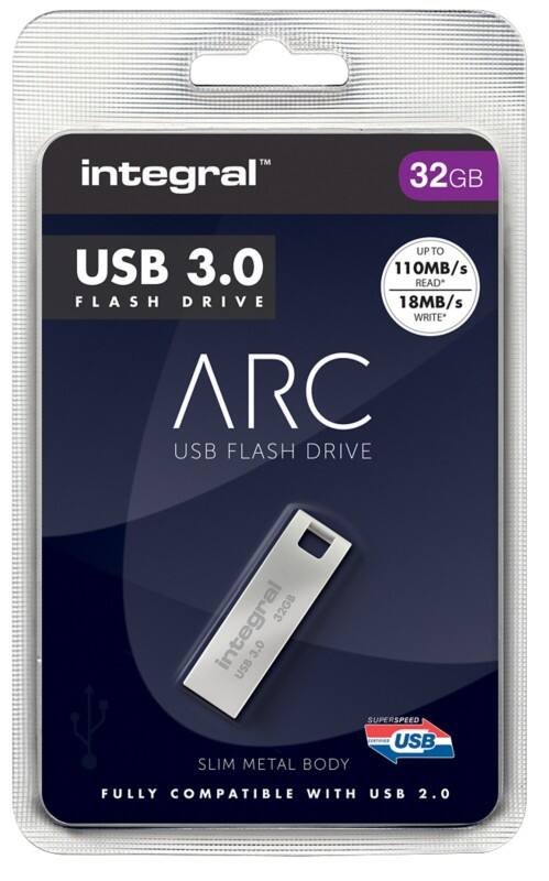 Integral USB 3.0-USB-Stick, Metallbogen, 32 GB Silber