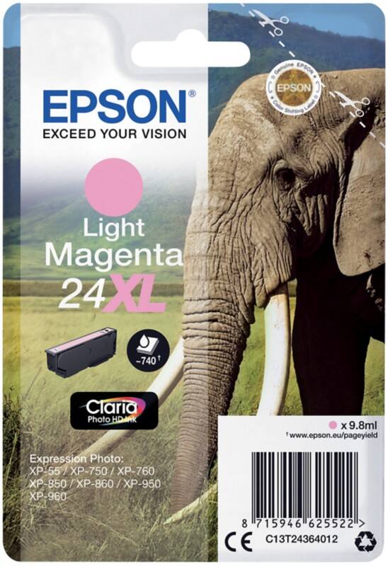Cartouche jet d'encre Epson 24XL D'origine C13T24364012 Magenta clair