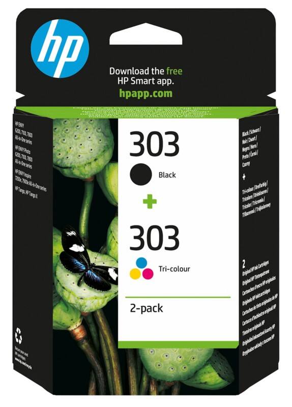 Cartouche jet d'encre HP 303 D'origine 3YM92AE Noir, cyan, magenta, jaune Multipack 2 Unités