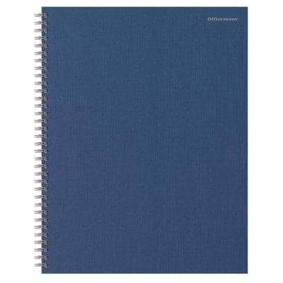 Office Depot Notebook DIN A4+ Kariert Spiralbindung Hartpappe Blau Perforiert 160 Seiten 80 Blatt