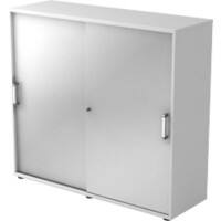 Hammerbacher Schiebetürenschrank Spanplatte 2 Fachböden abschließbar 1.200 x 400 x 1.100 mm Silber, Weiß