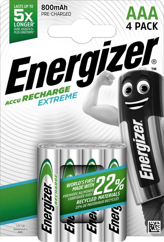 Energizer AAA Wiederaufladbare Batterien Extreme HR03 800 mAh NiMH 1,2 V 4 Stück