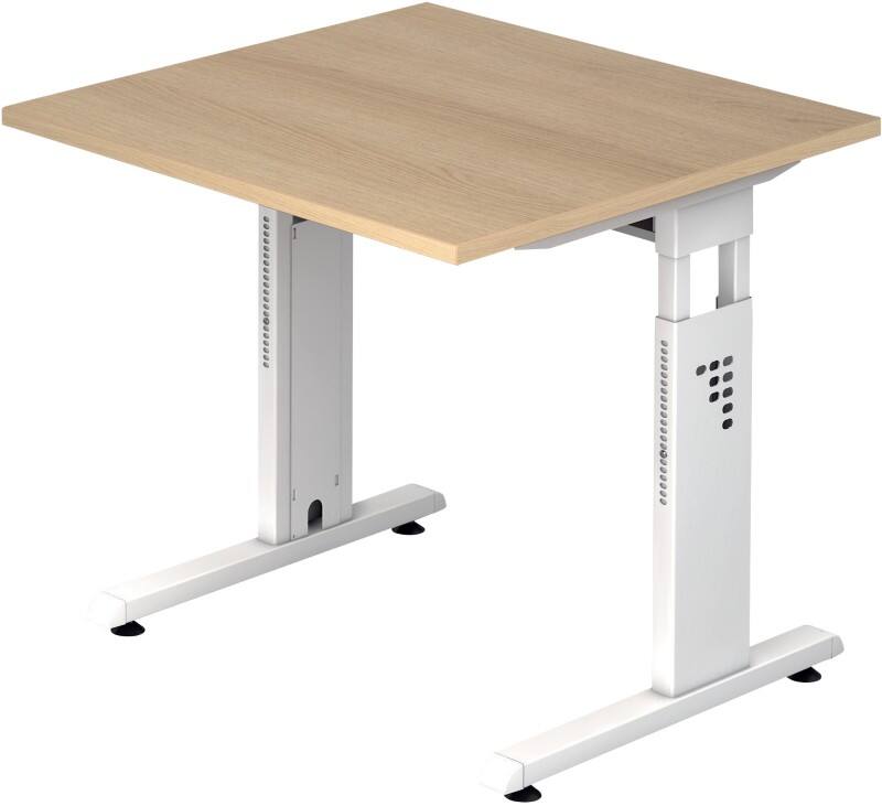 Bureau Hammerbacher O-Serie VOS Hauteur ajustable Rectangulaire Chêne C-Pied 800 (L) x 800 (P) x 850 (H) mm Acier, Aggloméré