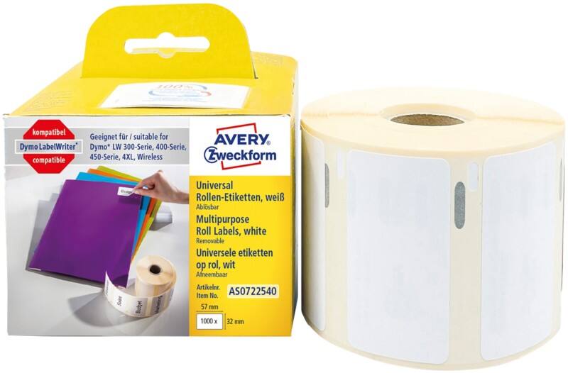 Étiquettes multifonctions AVERY Zweckform LW S0722540 / 11354 Dymo Compatibles Autocollantes Blanc 32 x 57 mm