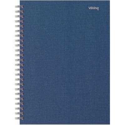 Carnet de notes Viking A5+ Quadrillé Reliure en spirale Carton rigide Bleu foncé Perforé 160 Pages 80 Feuilles