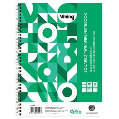 Viking Notebook A4+ Kariert Spiralbindung Papier Weiss Nicht perforiert Recycled 200 Seiten