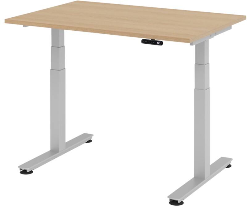 Bureau assis-debout Hammerbacher XDSM VXDSM Hauteur ajustable électriquement Rectangulaire Chêne T-Pied 1200 (L) x 800 (P) x 1270 (H) mm Acier, Aggloméré
